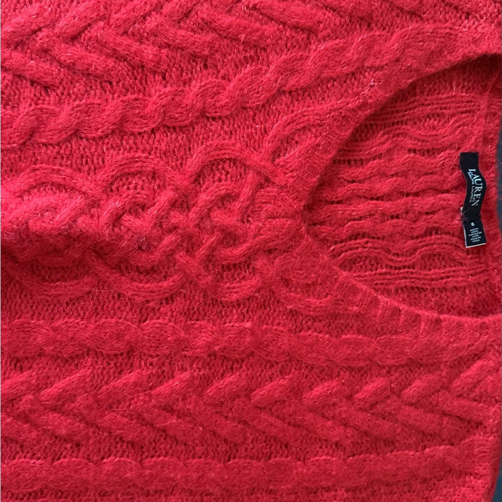 Lauren Ralph Lauren Red Cable Knit Scoop-Neck Sweater